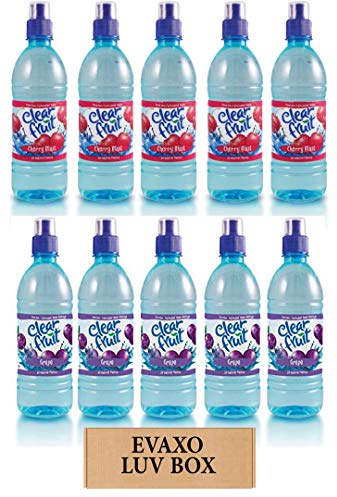 LUV BOX - Variety Clear Fruit Water Sport 16.9 Oz Bottles,Pack of 10,Grape,Cherry Blast by evaxo