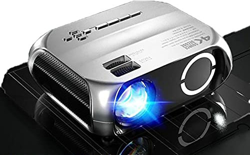 Proiettore Bluetooth Wi-Fi, 4K/HDR10, Correzione Trapezoidale Sorgente Luminosa 88 LED, Proiettori Portatili HD, Proiettore Esterni Casa Con Memoria 1+16G for Sistema Android 7.1 Obiettivo 70 Mm