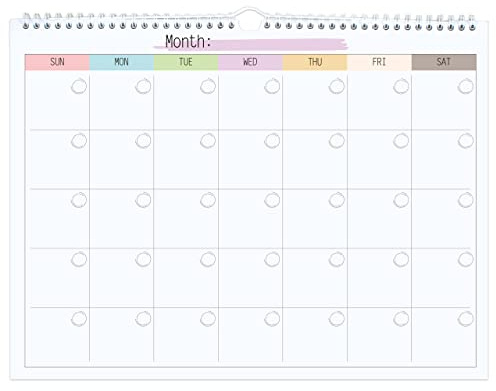 Blank Monthly Weekly Wall Calendar, Undated Monthly Planner Note Pad for Organizing Home Office 14.5x 11.5