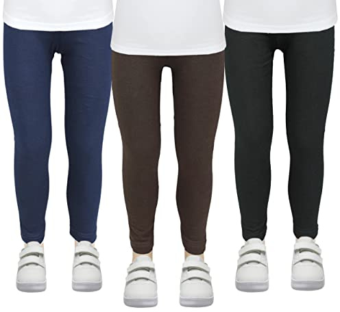 TupTam Lot de 3 Leggings Thermiques pour Fille, Noir/Marron/Bleu foncé, 116