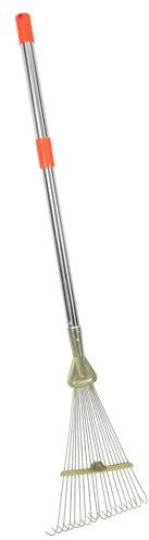 YARNOW Grasrechen Gartengerät Laubhandrechen Klappbarer Laubrechen Rasenlaubharke Laubharke Aus Metall Handgrubber Schneerechen Rostfreier Stahl Hirse Umarme Das Gras