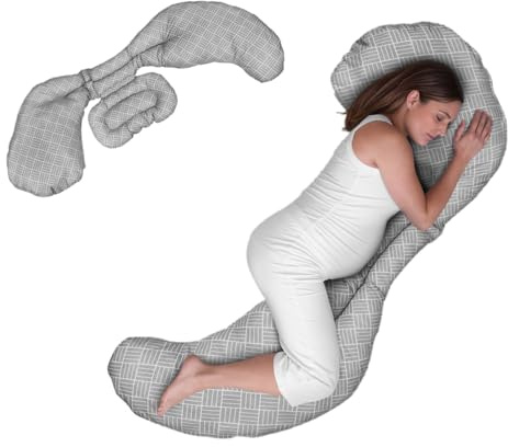 Boppy Cuscino Gravidanza Supporto Total Body Modulabile Grigio, Cuscino Confortevole, Garantisce Supporto Per il Corpo, Favorisce Posizione Laterale, 3 Parti per Ogni Esigenza, Lavabile in Lavatrice