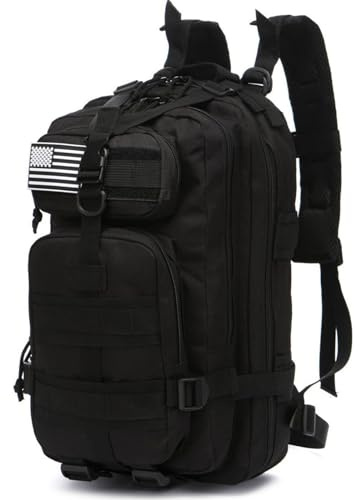 Thuram 20 Litres Sac à Dos Durable en Nylon Imperméable pour la Pêche, Militaire, Tactique, Sports, Randonnée, Décontracté, Sacs de Jour, Noir , 20L, Décontracté
