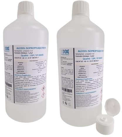 2x1L ISOPROPYLALKOHOL 99,9% Extra ren - Ursprung FRANKRIKE GARANTERAD Isopropanol, Perfekt som lösningsmedel, rengöringsmedel och avfettningsmedel (2L)