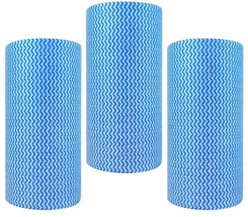 J Cloths, 3 Rolls Disposable & Reusable Cleaning Cloths, Washable Kitchen Towels, Multi-Purpose Jay Cloths, Blue, Total 150Pcs