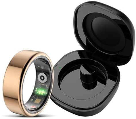 Smart Ring Android Smartringe für Herren Damen Fitness Tracker Ring Schlaftracker Smartring Fitnessring Schrittzähler Fitnesstracker IOS Herzfrequenz Pulsmesser Sport Gesundheitsring Schwarz Rosegold