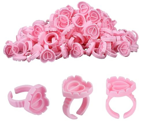 Lash Glue Holder - 100pcs Glue Ring Cups,Lash Glue Rings,Glue Rings for Eyelash Extensions,Glue Holder Rings for Eyelash Extensions,Disposable Volume Lashes Quick Blossom Cups (pink)