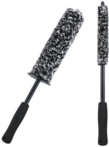 2 spazzole per cerchioni in microfibra, per una pulizia delicata e senza graffi fino a profondità nel letto dei cerchioni, spazzola per cerchioni in alluminio, set di guanti da lavaggio per cerchioni