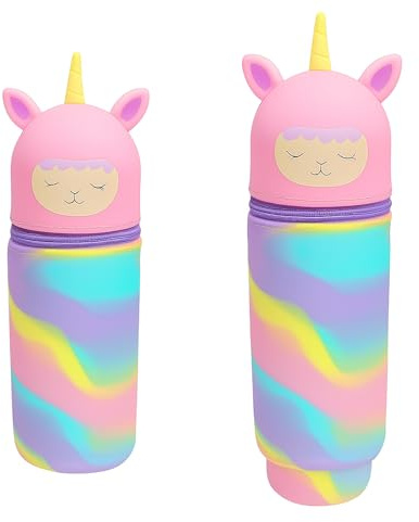 Astuccio Scuola 2 in 1 a Forma di Coniglio in Silicone Kawaii - Portapenne da Tavolo con Cerniera per Bambini e Bambine