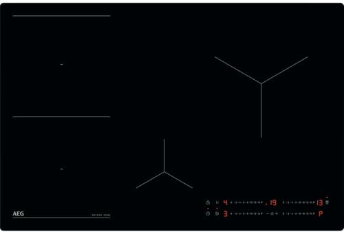 AEG Serie 6000 Piano Cottura Induzione 80 cm, 4 Fuochi Vetroceramica, Funzione Bridge, Zone Cottura Flessibili, PowerBoost, Hob2Hood, Touch Control, Sicurezza Bambini, TO84IB00IB, Nero