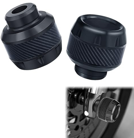 Protecteur de Collision de Curseur de Cadre de Moto, Curseurs de Cadre de Fourche Avant de Moto en Fibre de Carbone, Moto Moto CNC aluminium Fourche Avant Roue Cadre Curseurs, 1 Paire, Noir