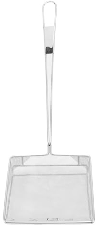 Nurnesy Stainless Steel Square Fine Mesh Oil Skimmer - Food Strainer Spoon with Long Handle, Ideal for Hamburger Restaurants & Home Kitchen