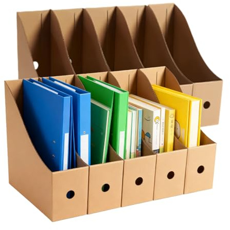Stehsammler aus Kraftpapier, Zeitschriftensammler Aus Kraftpapier, A4-Aktenorganisator Aus Pappe,Zeitschriftensammler Pappe, Ordner Organizer für Datei, Schreibwaren,Bürobedarf, einfache Lagerung,10PC