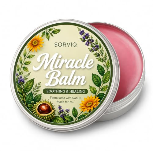 Sorviq Miracle Balm for Varicose Veins, Horse Chestnut & Arnica Leg Balm | With Horse Chestnut, Arnica, Oregano & Black Seed Oils. Cooling, Non-Greasy Botanical Balm for Tired, Heavy-Feeling Legs