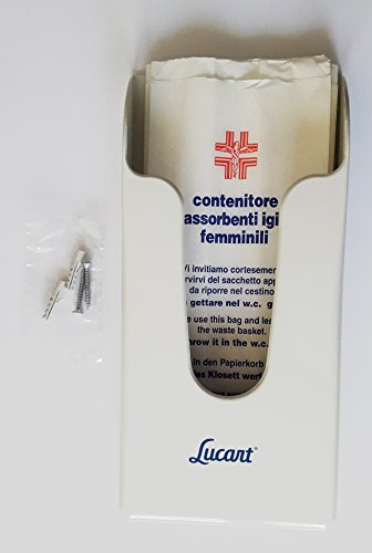 Dispenser da muro + 50 sacchetti di carta igienici per assorbenti femminili distributore 29x14x5 Lucart