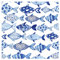 murando Vlies Tapete Fische - Deko Panel Fototapete Wanddeko 10 m Tapetenrolle Mustertapete Wandtapete modern design Dekoration - blau weiß g-B-0082-j-a