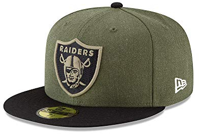 New Era Oakland Raiders On Field 18 Salute to Service Cap 59fifty 5950 Fitted Limited Edition, Green, 7 1/4 - 58cm (L)