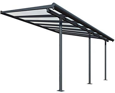 Palram Canopia Sierra Patio Veranda 3x4.25 Garden Canopy - Aluminum Lean to Pergola (3x4.25, Grey)