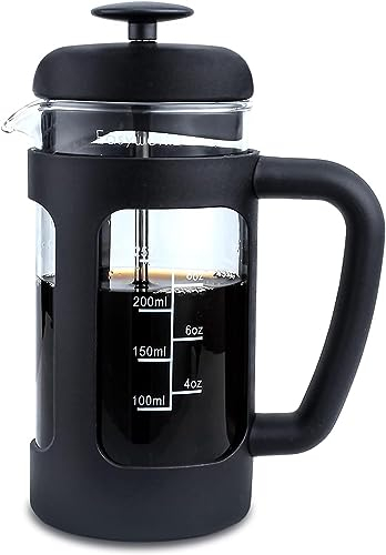 Easyworkz Cafetière à piston, verre borosilicate résistant à la chaleur,350ml,Noir