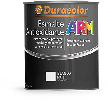 Esmalte Antioxidante ARM - Color Blanco Mate - 250ml - Superficie Exterior e Interior - Acabado Mate y de Rápido Secado - Excelente Dureza y Resistencia - Duracolor