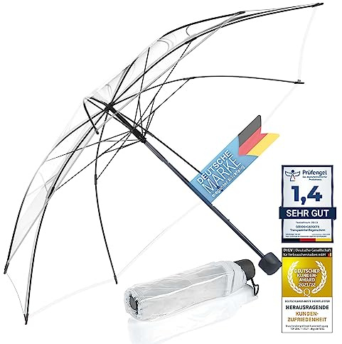 Genomskinligt paraply, vitt paraply Ø 100-130 cm; Elegant paraply i genomskinlig färg - modehighlight