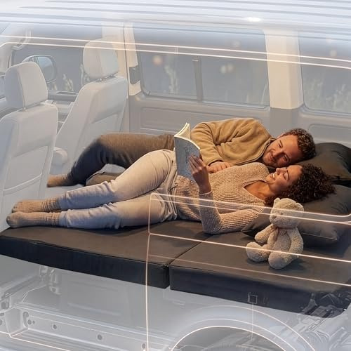 SHOGAZI Matelas Auto VW Caddy | 110 x 190 x 12 cm | Pliable, Mousse Froide & 100% Coton Oeko-TEX® | Made in Germany | Meilleur de sa catégorie