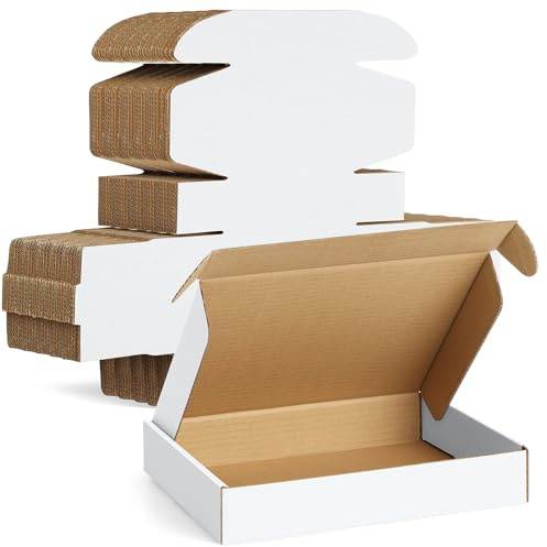 Famagic 30 Pack 11x8x2 Inch Small Shipping Boxes White Corrugated Cardboard Boxes Mailer for Small Business, Mailing Boxes for Packaging Bulk