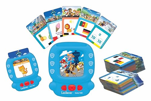 Lexibook, La Pat'Patrouille, Imagier à Cartes interactif bilingue, Jouet Audio pour Apprendre l'anglais et Le français, 150 Cartes éducatives Recto-Verso, Quiz et vocabulaire, Bleu/Rouge, JCR10PAi1