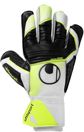 uhlsport Soft Advanced, Kinder und Erwachsene Torwarthandschuhe, Blanc/Jaune Fluo/Noir, 9 -