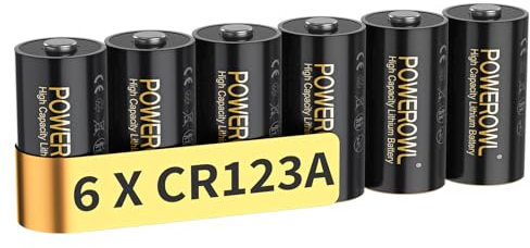 POWEROWL - CR123A Confezione da 6, Batterie al litio CR123A da 3V