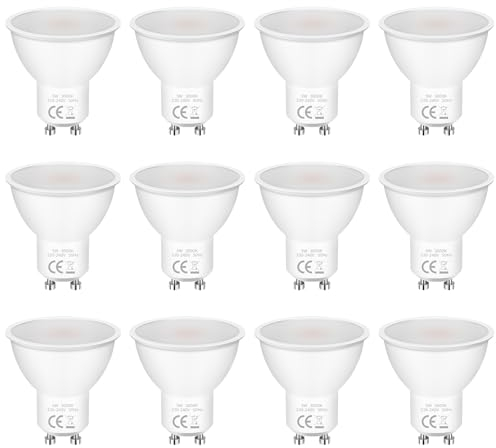 GU10 LED Warmweiss Lampe 5W 3000K 400 Lumen Glühbirnen,Ersetzt 50W Halogen Leuchtmittel,GU 10 LED Warmweiss Nicht Dimmbar,Kein Flackern Strahle,Abstrahlwinkel 120° Reflektorlampen,AC 220-240V,12 Stück