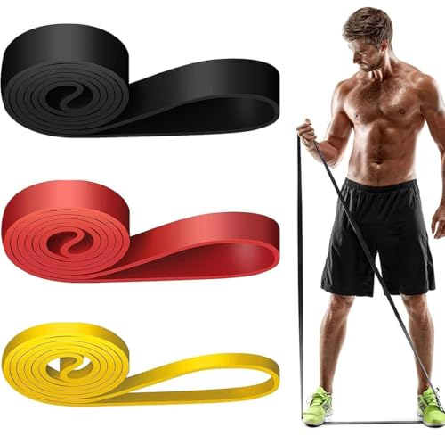 Lot de 3 Bandes Élastiques de Musculation - 3 Niveaux de Résistance, Pour Sport, Pilates, Yoga - Homme & Femme
