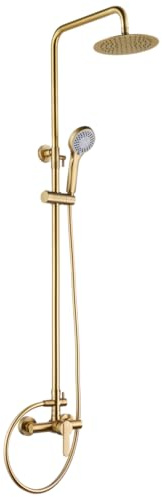 GALYON - Set Colonna Doccia Nicchia Kit Rubinetto Miscelatore - Asta Doccia Rubinetti Monocomando - Serie Roma Oro Spazzolato - Cartuccia Ceramica Ø35 mm