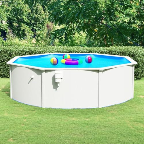 Pool & Spa, Piscinas con pared de acero redonda, 460 x 120 cm, color blanco