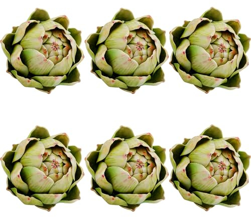 Meiwlong Paquete de 6 alcachofas artificiales grandes, decoración de verduras y frutas falsas, relleno realista de cuenco de alcachofa para el hogar, cocina, centro de mesa, decoración de fiesta