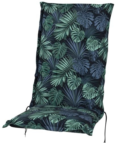 Auflage Hochlehner Mülheim 30417-100 blau-grün Blätter 120x50x8 cm Sitzpolster für Gartenstuhl Sun Garden