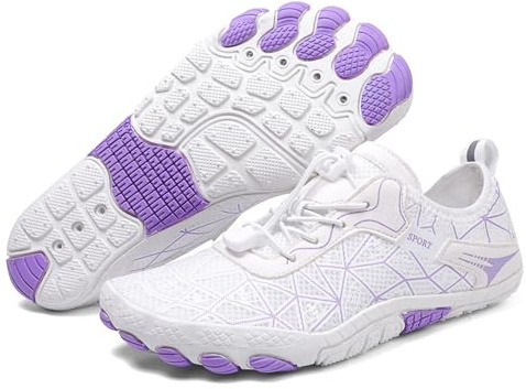 ENEN Barefoot Shoes Séchage Rapide, Chaussures Aquatiques Homme Femme, Chaussures Pieds Nus avec Trou de Drainage, Chaussette Piscine Antidérapant, pour Plage Sport Escalade Marche (Blanc,41)