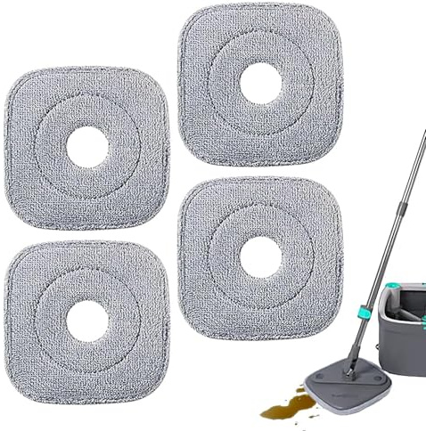 MOP Teste Sostituzione - 4 Pezzi Quadrato Microfibra -Mop Testa - Cuscino di Ricambio | Spazzola Quadrato Scrub Pad Per Bagnato E Asciutto Profondamente Pulito Pavimento In Legno Massello Bagno Camera
