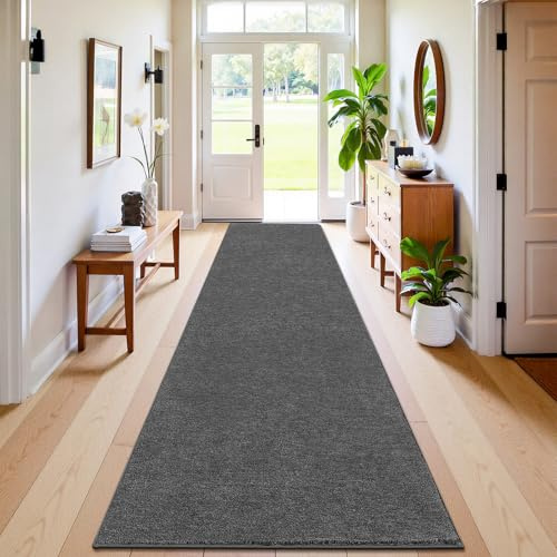Enyhom Matta löpare 80 x 300 cm, halkfri lång matta, kök, hög kvalitet, löpare, hall, tvättbar, fluffig mjuk sängmatta, sovrum för hall tvättstuga, svart och vit