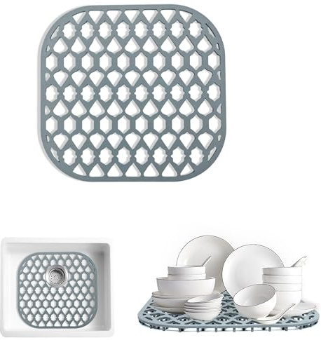 SAMSIER Silicone Sink Protectors for Kitchen Sink, Multiple Sizes Mats Grids for Bottom of Farmhouse Stainless Steel Porcelain Sink (12”x11.5”/30.5x29 cm)