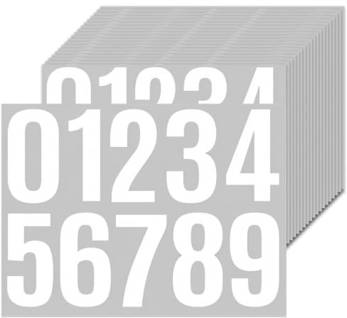 Lot de 200 Chiffres Autocollants 10 cm en Vinyle Blanc — Numéro Autocollant Extérieur Intempéries pour Boîte aux Lettres, Adresse Maison, Porte, Bricolage et Scrapbooking