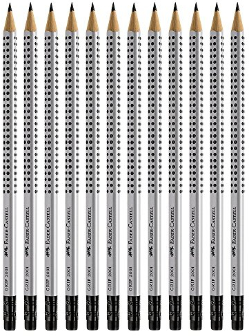 Faber-Castell GRIP 2001 Bleistift HB mit Radierspitze 12 Stück