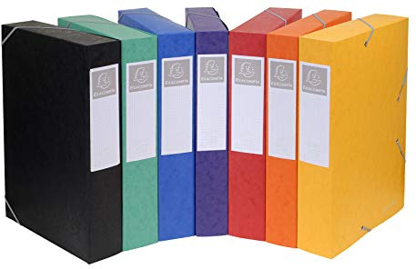 Exacompta 16000H 10er Pack Premium Sammelboxen mit Gummizug 60 mm aus extra starkem Colorspan-Karton mit Rückenschild für DIN A4 Archivbox Heftbox Dokumentenbox Zeichenbox Sammelmappe farbig sortiert