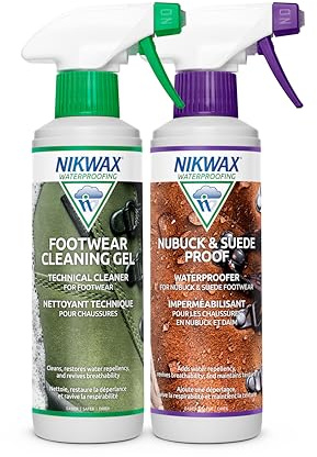 Nikwax Nubuck & Suede Proof DUO-Pack Cleaning and Waterproofing Spray Restores DWR Water Repellency, Leather Shoe Care, Boot & Footwear Cleaner, Rain Protection, Safe for Gore-Tex