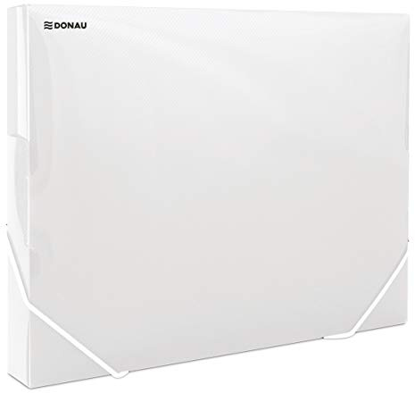 DONAU 8545001PL-00 Samlingsbox dokumentlåda häftbox med hörnklämma gummi, tillverkad av plast/PP 700μm transparent för DIN A4| ryggbredd 30 mm | Hopfällbara sidovingar | för kontor och skola