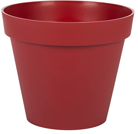 EDA - Pot de Fleur Rond Toscane Ø 25 cm - Volume 6 L - Ø 25 x H.21 cm - Rouge Rubis