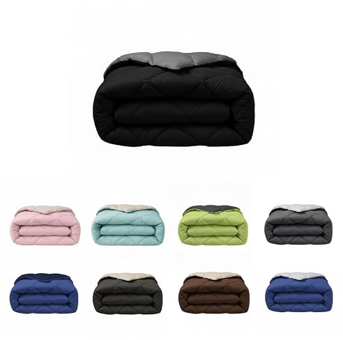 SABANALIA - Edredon Cama 90 y Edredon Cama 105 | 180x270 | Edredón nórdico de 400 g Reversible (Bicolor) | Relleno de Fibra Hueca Virgen Siliconada | Hipoalergénico | Color Gris y Negro