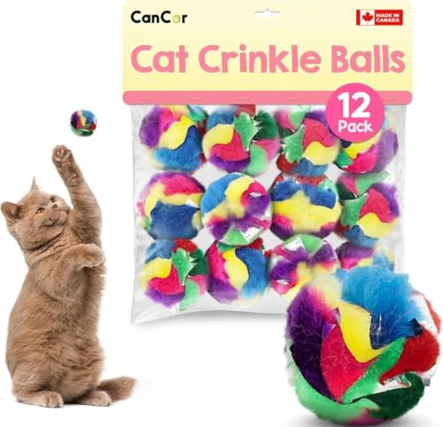 Cancor Innovations Mini Crinkle Ball Cat Toy (12 Pack)