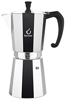 FOREVER Caffettiera Moka Alluminio, Miss Moka Prestige, Caffettiera Moka per Casa, Caffettiera Portatile per Viaggio, inclusa Guarnizione in Silicone (18 Tazze)