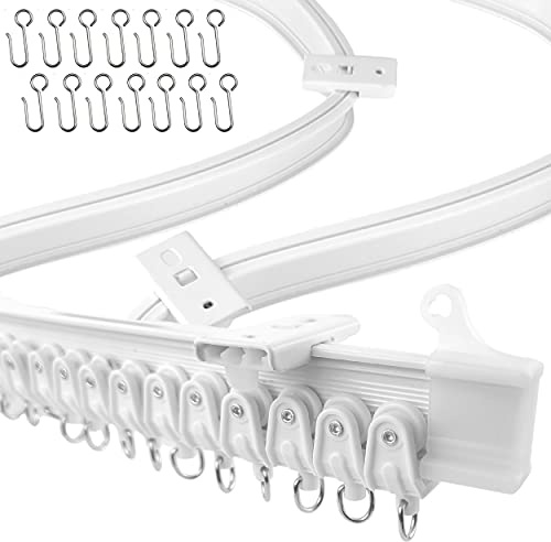 UrbanRed Flexible Bendable Ceiling Curtain Track, 16.4 ft (5 m), Mount for Rail with Curtain Tracks System, Room Divider, Curtains Rod, RV Ceiling Track for Curtains, White